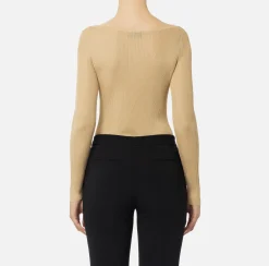 Elisabetta Franchi Knitwear And Sweatshirts|Shirt in pleated rib viscose fabric Cream