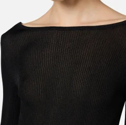 Elisabetta Franchi Knitwear And Sweatshirts|Shirt in pleated rib viscose fabric Black