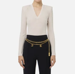 Elisabetta Franchi Knitwear And Sweatshirts|Shirt in ribbed viscose fabric Latex