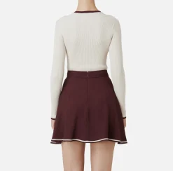 Elisabetta Franchi Knitwear And Sweatshirts|Shirt in viscose fabric with college-style logo Butter/RougeNoir