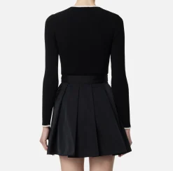 Elisabetta Franchi Knitwear And Sweatshirts|Shirt in viscose fabric with college-style logo Black/Butter