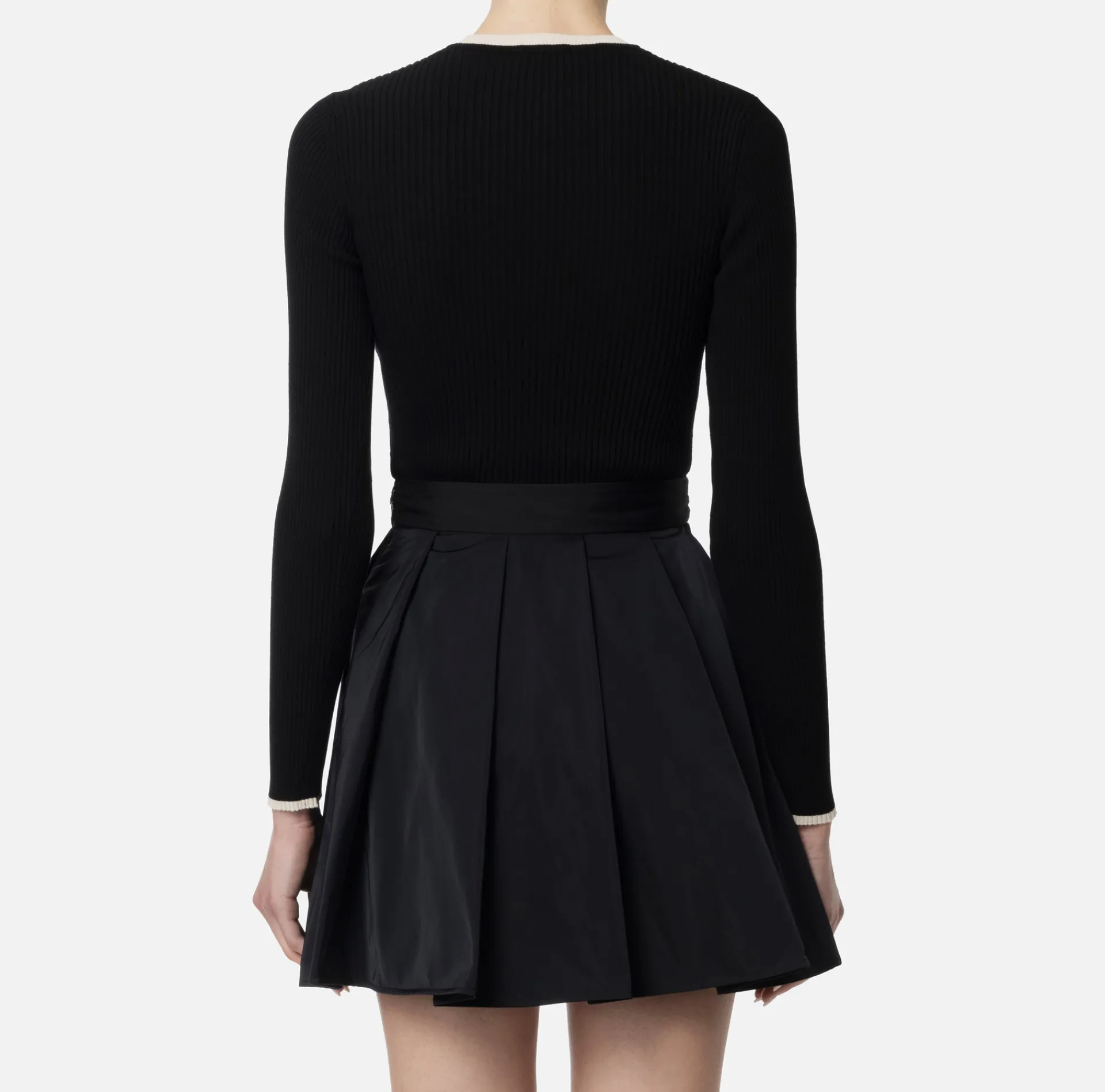 Elisabetta Franchi Knitwear And Sweatshirts|Shirt in viscose fabric with college-style logo Black/Butter