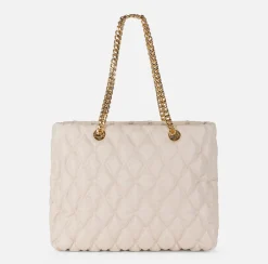 Elisabetta Franchi Shoulder Bags|Shopper bag in embossed fabric with chain handles Latex