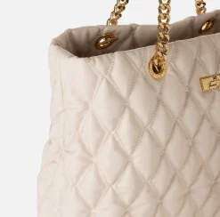 Elisabetta Franchi Shoulder Bags|Shopper bag in embossed fabric with chain handles Latex
