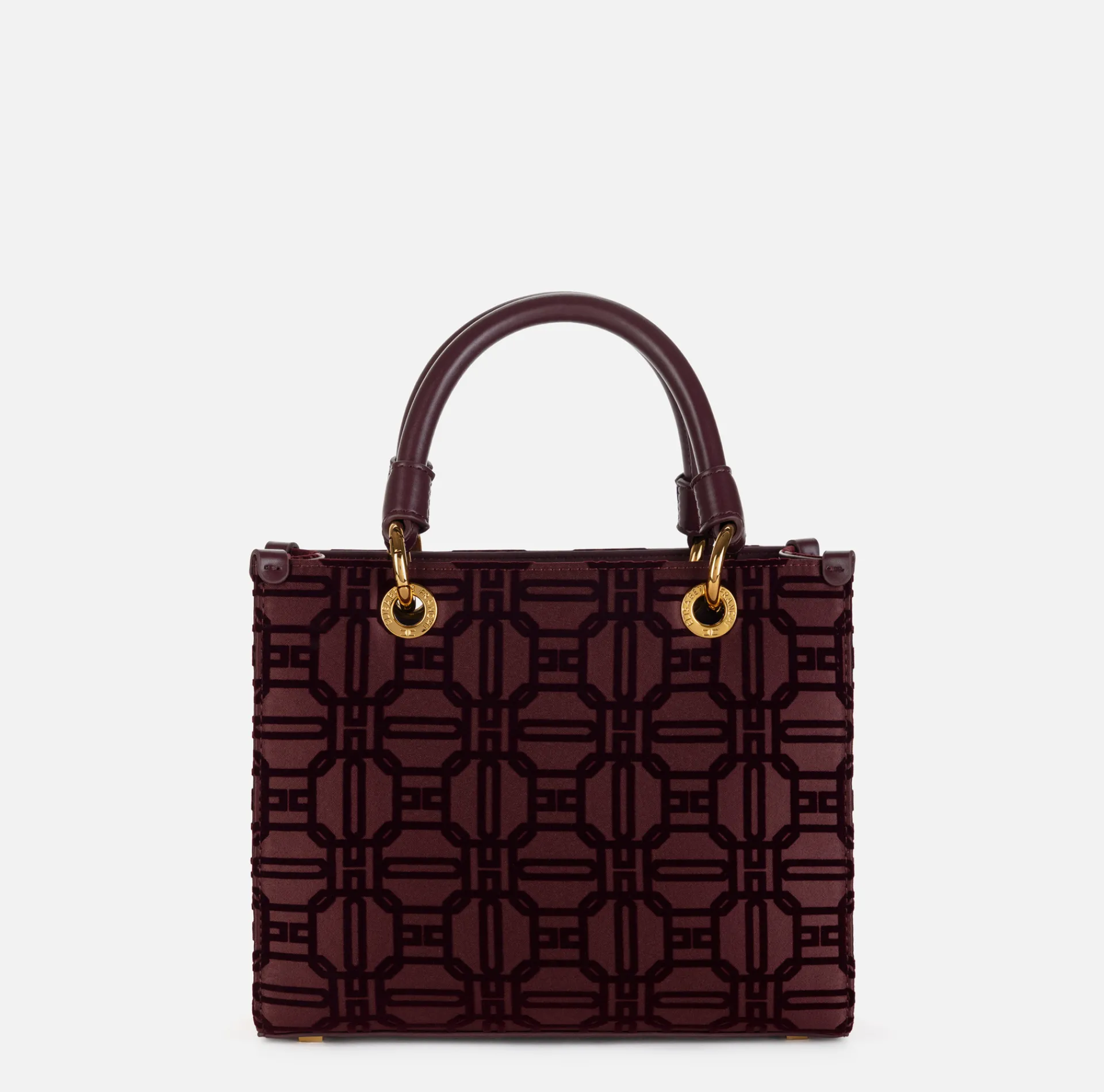 Elisabetta Franchi Handbags|Shopper bag in flock fabric with charms RougeNoir