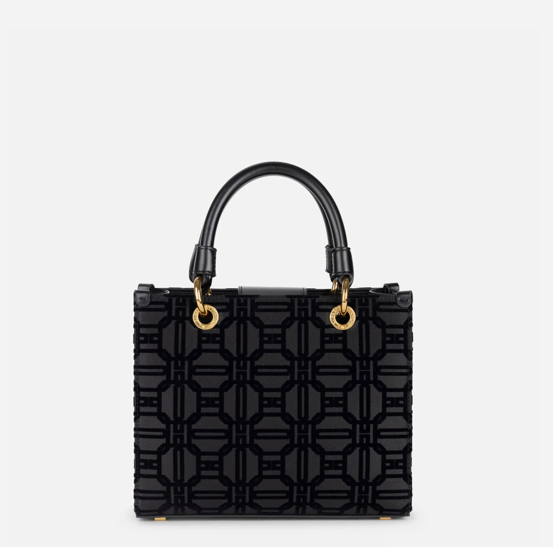 Elisabetta Franchi Handbags|Shopper bag in flock fabric with charms Black