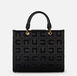 Elisabetta Franchi Handbags|Shopper bag in jacquard fabric with charms Black