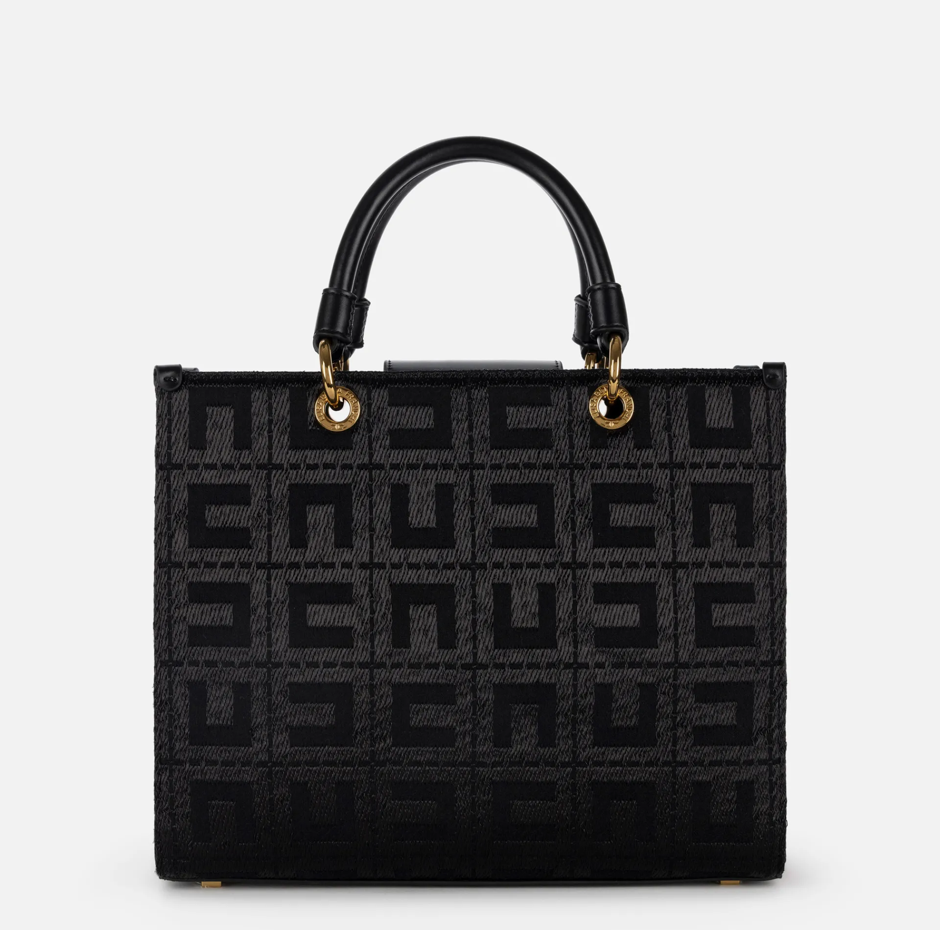 Elisabetta Franchi Handbags|Shopper bag in jacquard fabric with charms Black
