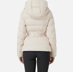 Elisabetta Franchi Coats And Jackets|Short down jacket in nylon jacquard with lettering Latex