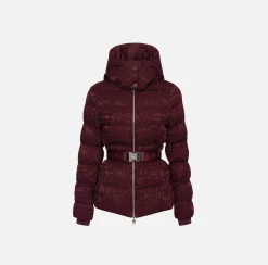 Elisabetta Franchi Coats And Jackets|Short down jacket in nylon jacquard with lettering