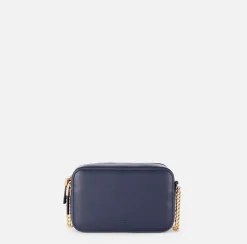 Elisabetta Franchi Strap Bags|Shoulder bag in leather-effect material with metal corners Navy