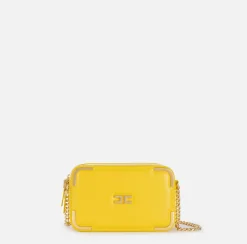 Elisabetta Franchi Strap Bags|Shoulder bag in leather-effect material with metal corners Mimosa