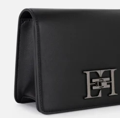 Elisabetta Franchi Strap Bags|Shoulder bag with metal logo turn-lock Black