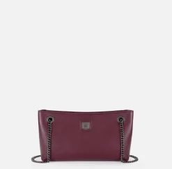Elisabetta Franchi Shoulder Bags|Shoulder bag with silver metal shield RougeNoir