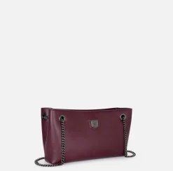 Elisabetta Franchi Shoulder Bags|Shoulder bag with silver metal shield RougeNoir