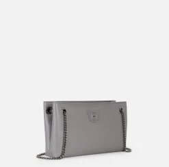 Elisabetta Franchi Shoulder Bags|Shoulder bag with silver metal shield Steel