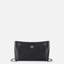 Elisabetta Franchi Shoulder Bags|Shoulder bag with silver metal shield Black