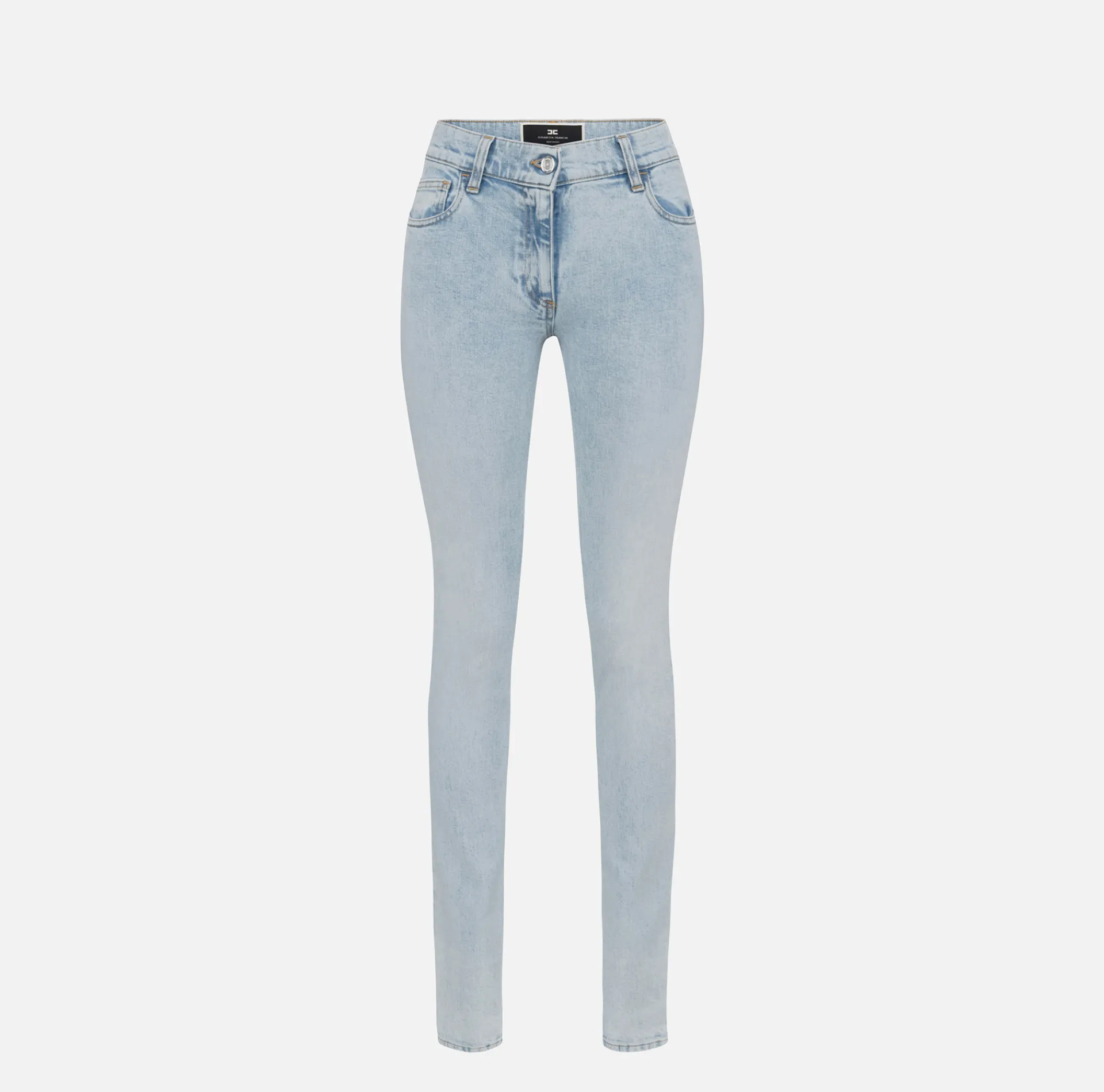 Elisabetta Franchi Jeans|Skinny jeans in stretch cotton with logo plaque Lightdenim