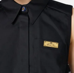 Elisabetta Franchi Shirts And Blouses|Sleeveless poplin shirt with logoed elastic features Black