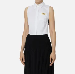 Elisabetta Franchi Shirts And Blouses|Sleeveless poplin shirt with logoed elastic features White