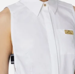 Elisabetta Franchi Shirts And Blouses|Sleeveless poplin shirt with logoed elastic features White