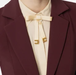 Elisabetta Franchi Jackets And Trench Coats|Tailleur|Slim-fit jacket in stretch crêpe RougeNoir