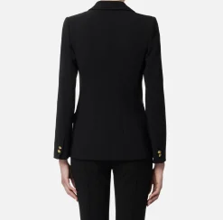 Elisabetta Franchi Jackets And Trench Coats|Tailleur|Slim-fit jacket in stretch crêpe Black