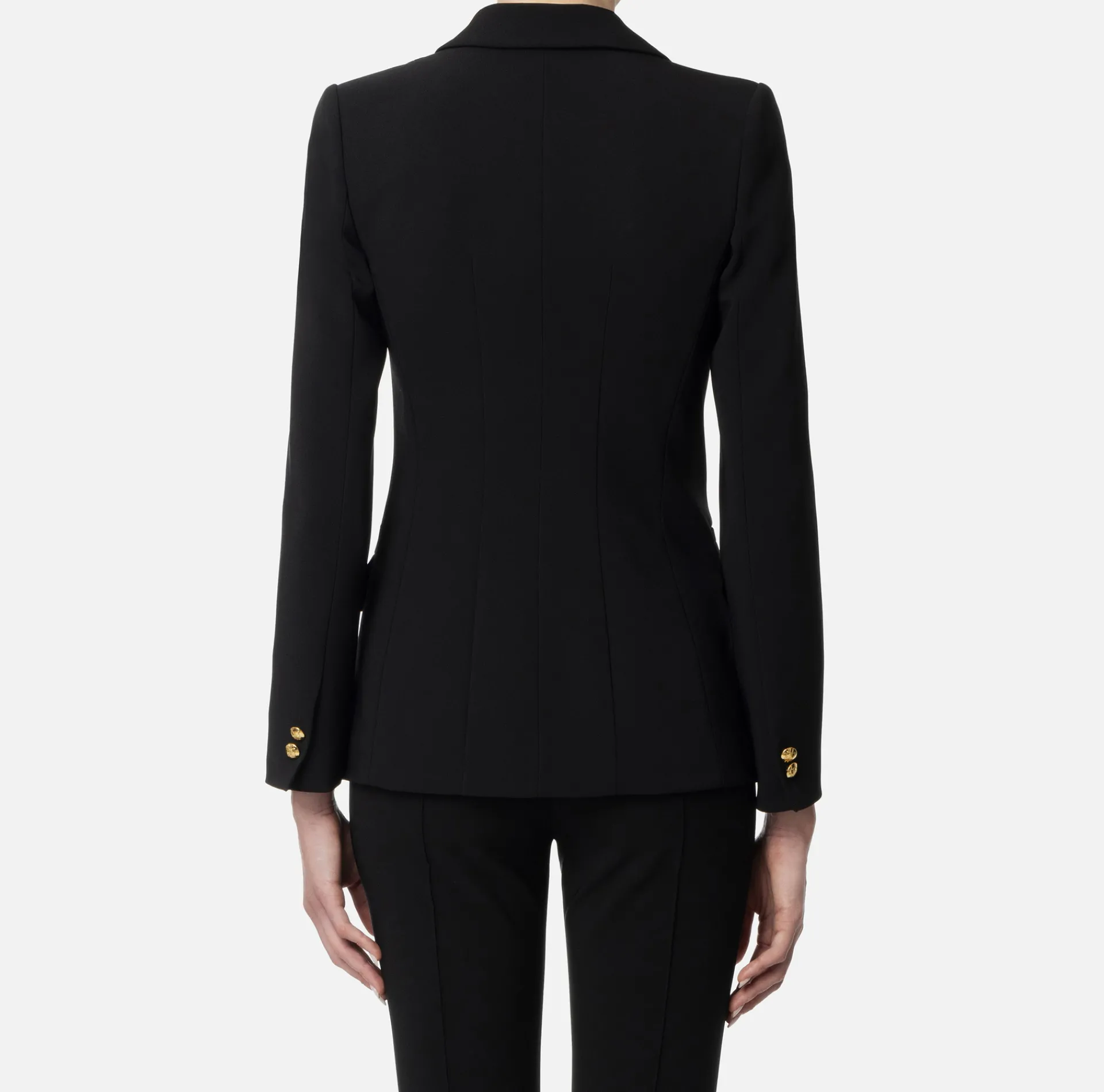 Elisabetta Franchi Jackets And Trench Coats|Tailleur|Slim-fit jacket in stretch crêpe Black