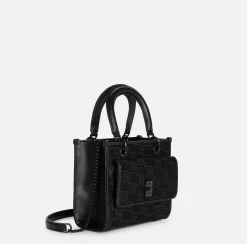 Elisabetta Franchi Handbags|Small handbag with embossed logo Black