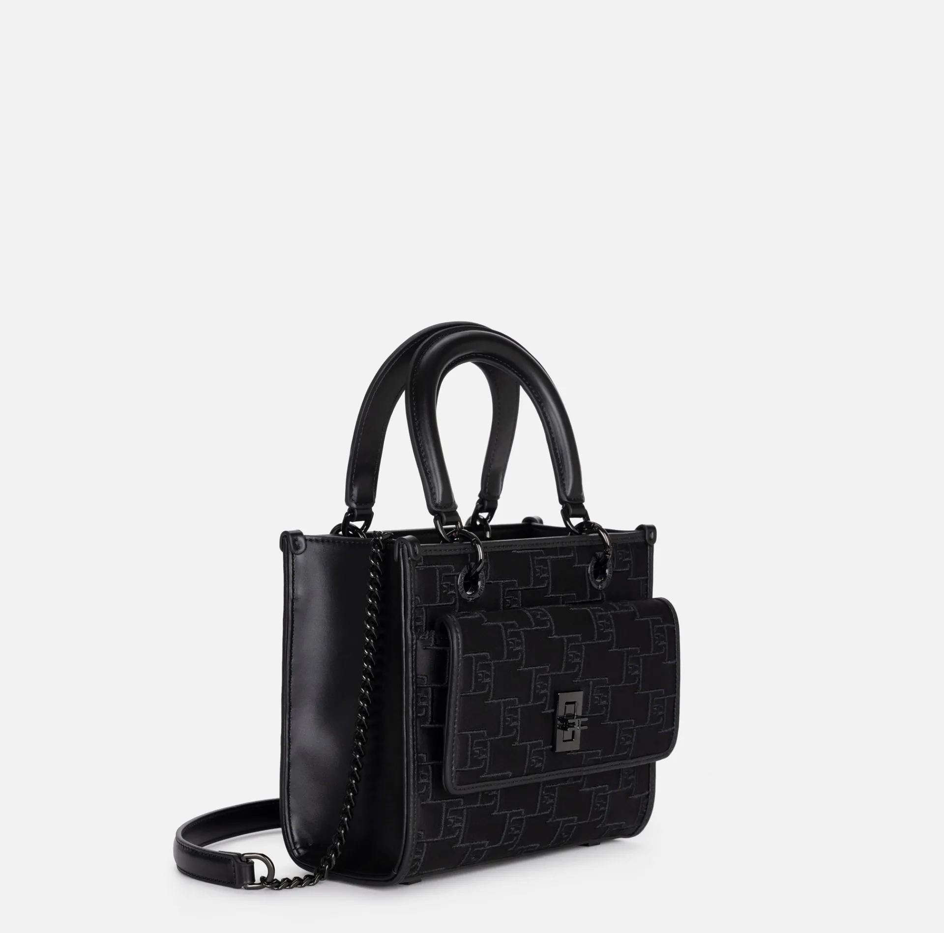 Elisabetta Franchi Handbags|Small handbag with embossed logo Black