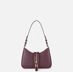 Elisabetta Franchi Shoulder Bags|Small hobo bag in leather-effect material with zip RougeNoir