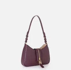 Elisabetta Franchi Shoulder Bags|Small hobo bag in leather-effect material with zip RougeNoir