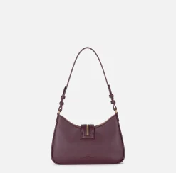 Elisabetta Franchi Shoulder Bags|Small hobo bag in leather-effect material with zip RougeNoir
