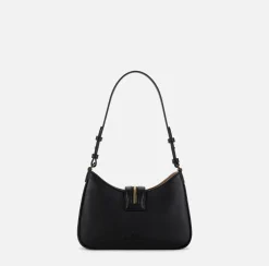 Elisabetta Franchi Shoulder Bags|Small hobo bag in leather-effect material with zip Black