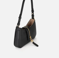 Elisabetta Franchi Shoulder Bags|Small hobo bag in leather-effect material with zip Black
