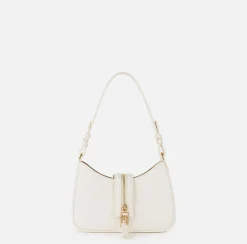 Elisabetta Franchi Shoulder Bags|Small hobo bag in leather-effect material with zip Butter