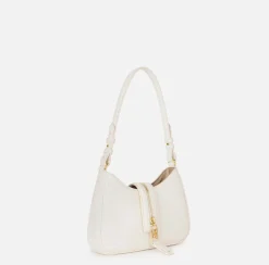 Elisabetta Franchi Shoulder Bags|Small hobo bag in leather-effect material with zip Butter