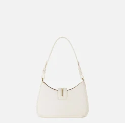 Elisabetta Franchi Shoulder Bags|Small hobo bag in leather-effect material with zip Butter