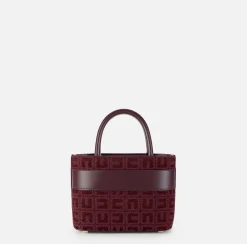 Elisabetta Franchi Handbags|Small shopper bag in jacquard fabric with horsebit RougeNoir