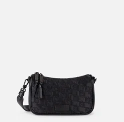 Elisabetta Franchi Shoulder Bags|Small shoulder bag in embroidered satin Black