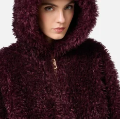 Elisabetta Franchi Coats And Jackets|Soft-effect fabric jacket with hood RougeNoir