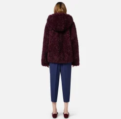 Elisabetta Franchi Coats And Jackets|Soft-effect fabric jacket with hood RougeNoir