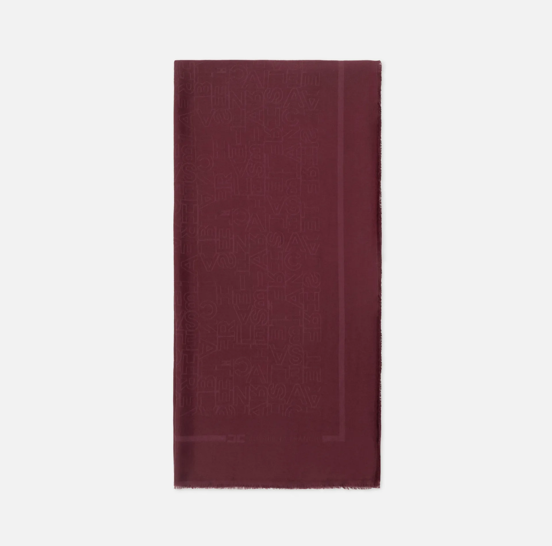 Elisabetta Franchi Scarves|Square viscosa jacquard pashmina scarf with logo lettering RougeNoir