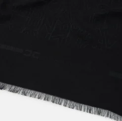 Elisabetta Franchi Scarves|Square viscosa jacquard pashmina scarf with logo lettering Black