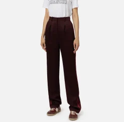 Elisabetta Franchi Tailleur|Trousers And Shorts|Straight enver satin trousers with satin bands RougeNoir