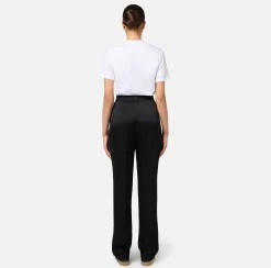 Elisabetta Franchi Tailleur|Trousers And Shorts|Straight enver satin trousers with satin bands Black