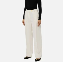 Elisabetta Franchi Trousers And Shorts|Straight enver satin trousers with double darts Butter