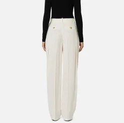 Elisabetta Franchi Trousers And Shorts|Straight enver satin trousers with double darts Butter