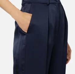 Elisabetta Franchi Tailleur|Trousers And Shorts|Straight enver satin trousers with satin bands Navy
