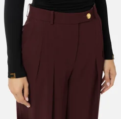 Elisabetta Franchi Trousers And Shorts|Straight enver satin trousers with double darts RougeNoir